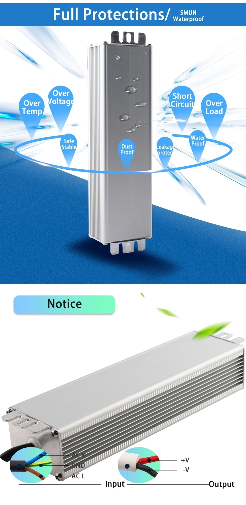 Smun 50W 12V 4A IP67 Waterproof Constant Voltage LED Driver