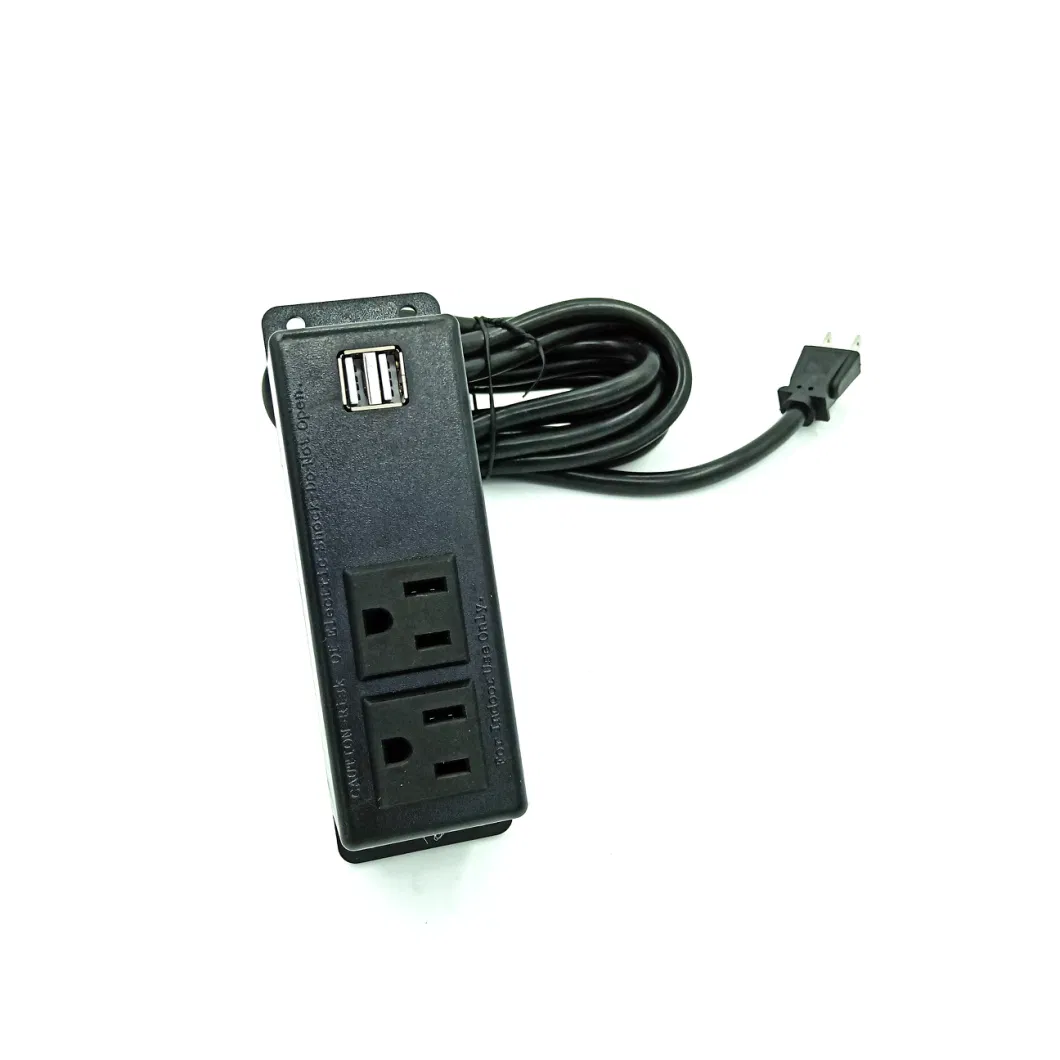 Bayu Us America/Canada/Mexico Good Quality Popular Desk Power Strips Us Dual 2 Way Power Outlets with USB Charger &amp; Cap