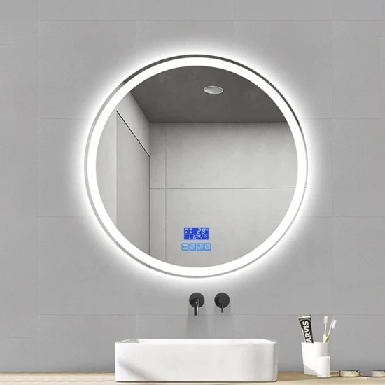 Bathroom Mirror with LED Light Round Wall Mirror Decoration Luxury