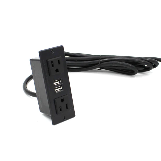 Bayu Fireproof Conceal Installed Laptop Desk Power Socket Us Dual Outlets with 2 USB Charger for Hotel Furniture