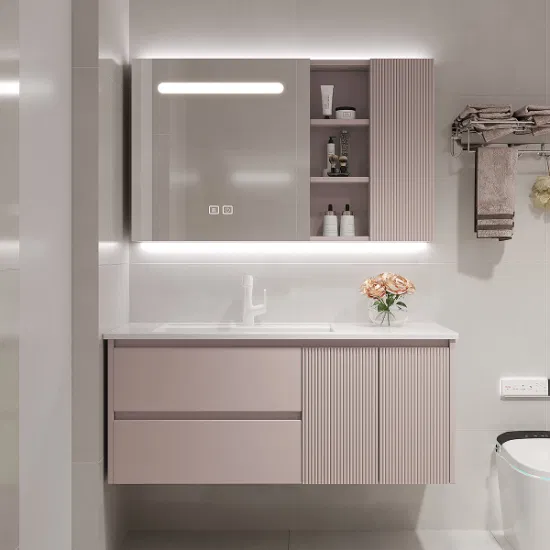 Luxury Bathroom Vanity Floating Bathroom Cabinet with Sinks Faucets LED Vanity Mirror Sintered Stone Top with Basins